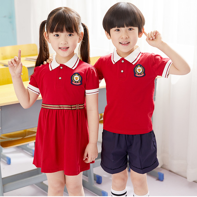 新款夏季幼儿园园服夏装小学生校服班服夏季儿童纯棉短袖套装定做