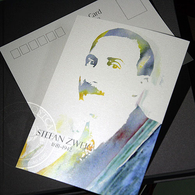 奥地利作家斯蒂芬茨威格文艺清新文学原创唯美水彩风手绘明信片