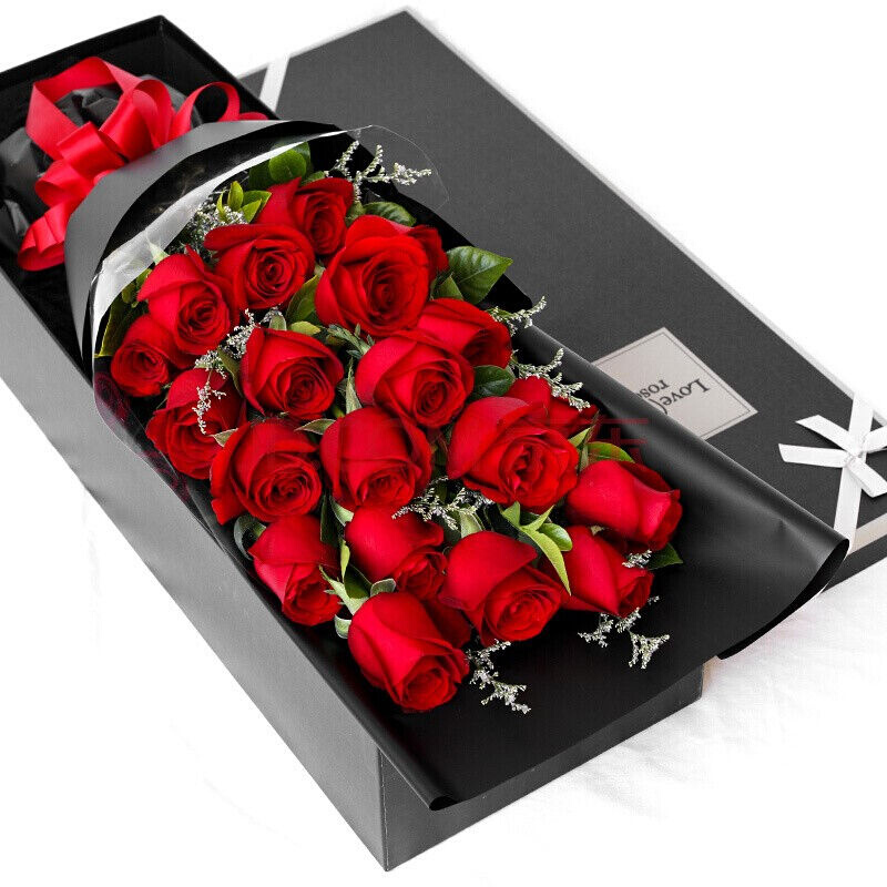 花与千寻红玫瑰礼盒花束生日鲜花同城送花全国北京上海广州送19朵