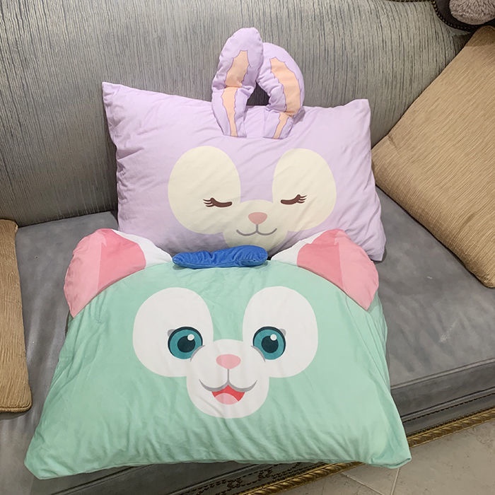 可爱紫色小兔托尼猫卡通枕套枕巾枕芯套床上用品女生少女心