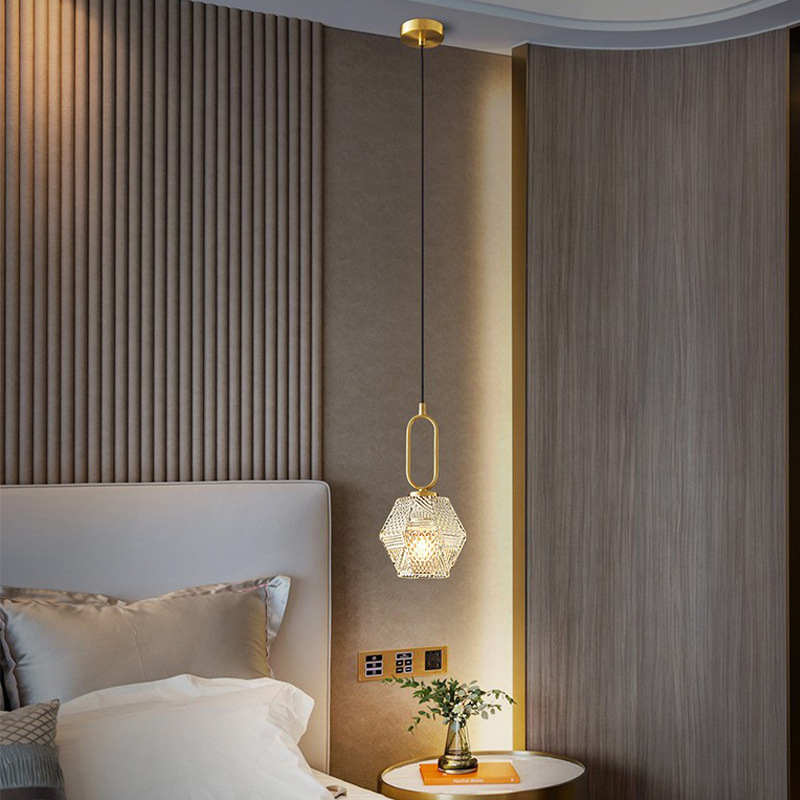 全铜轻奢卧室床头小吊灯创意餐厅吧台现代简约北欧意式水晶吊灯具