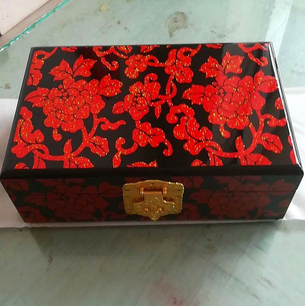高档山西平遥推光漆器首饰盒木质复古中式木质实木化妆盒中国风带
