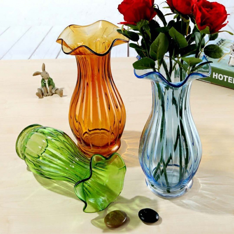 极速欧式简约彩色玻璃北欧轻奢玻璃花瓶创意几何艺术摆件