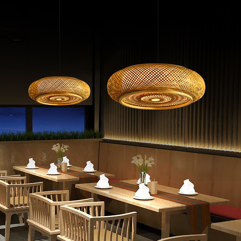 创意新中式吊灯网红民宿禅意茶室竹子竹编个性艺术日式仿古餐厅灯