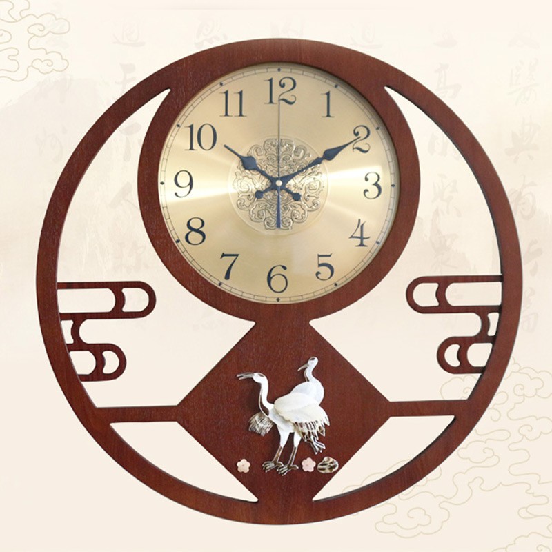 网红新中式挂钟客厅中国风复古电波钟表创意家用挂表时尚个性时钟