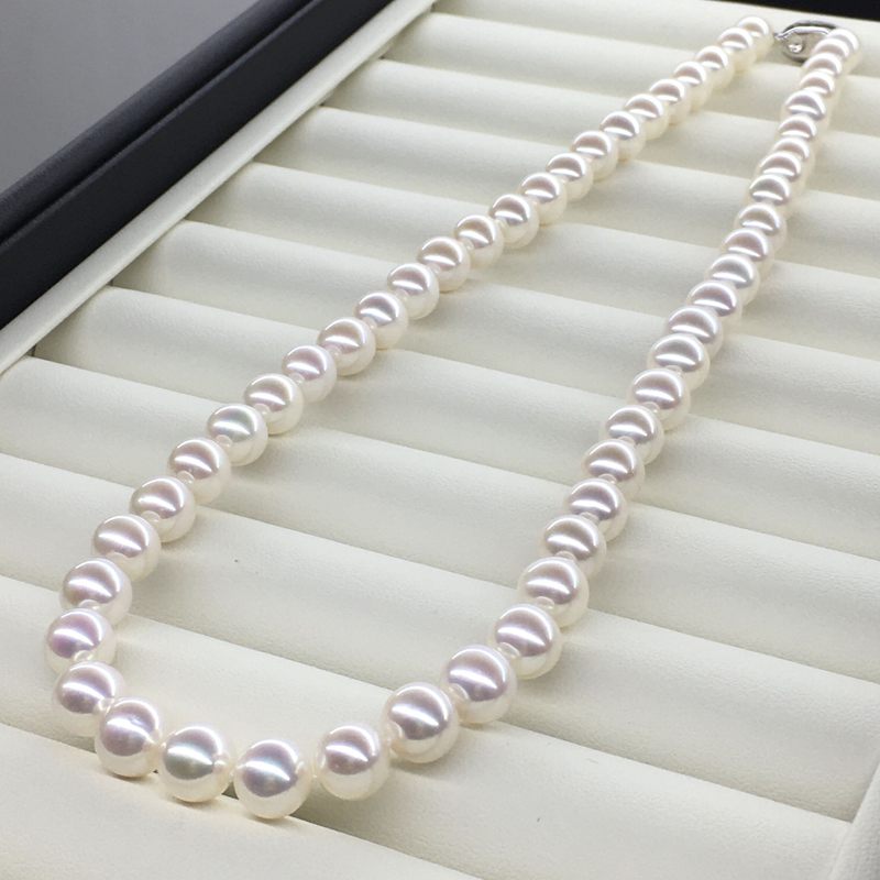 淡水珍珠项链7.5-8.5mm圆形非常透亮白色透粉送妈妈送闺蜜礼物
