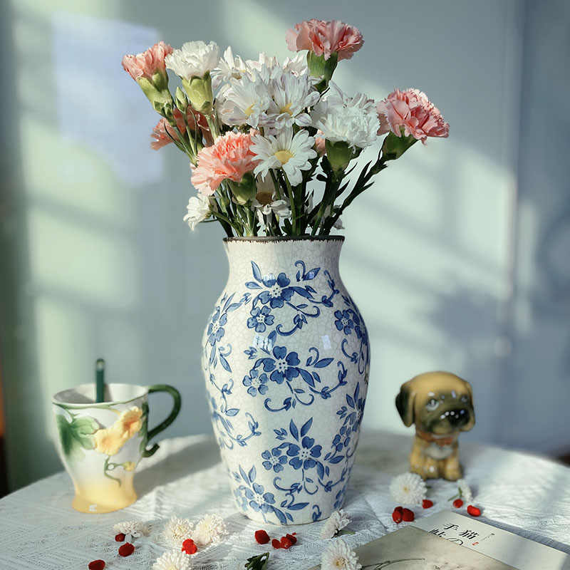新中式花瓶青花瓷花瓶欧式轻奢花瓶中国风客厅玄关摆件水培花瓶