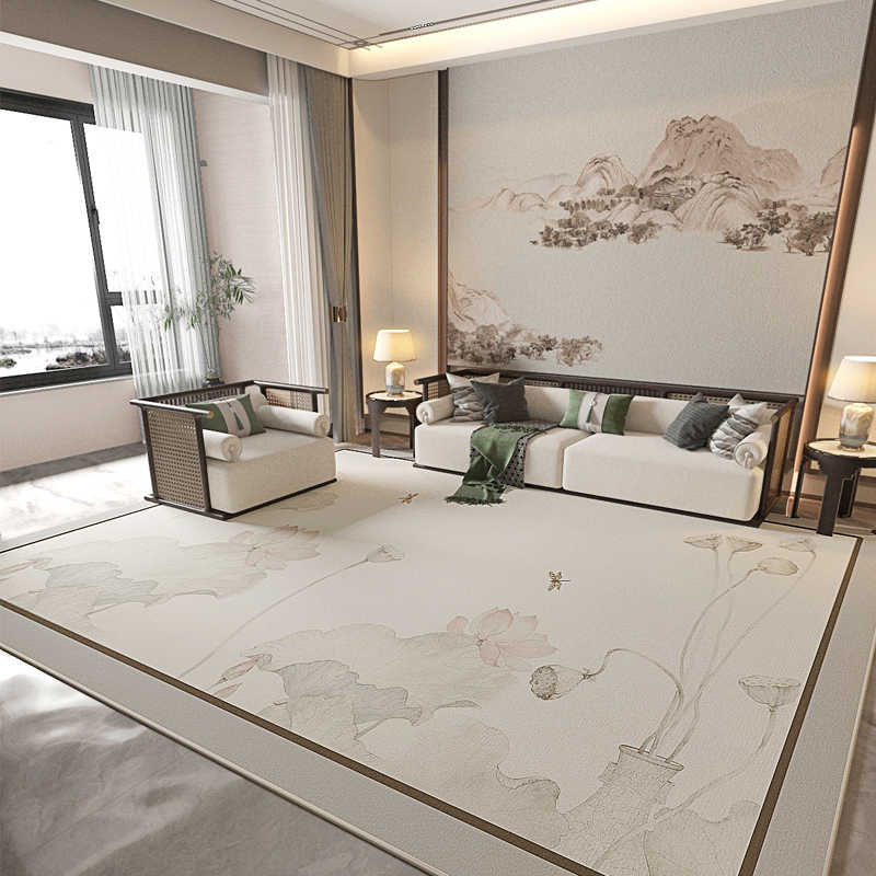 新中式地毯客厅沙发茶几垫书房茶室中国风地垫大尺寸民宿卧室地毯