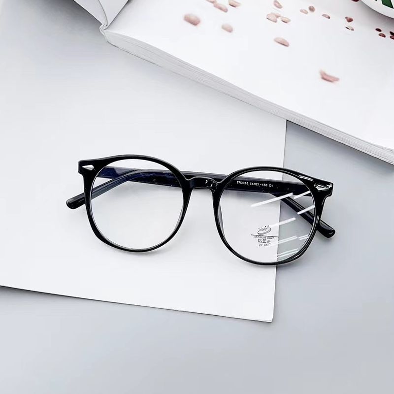 黑框TR90眼镜框女近视素颜神器防蓝光平光镜感光变色可配有度数