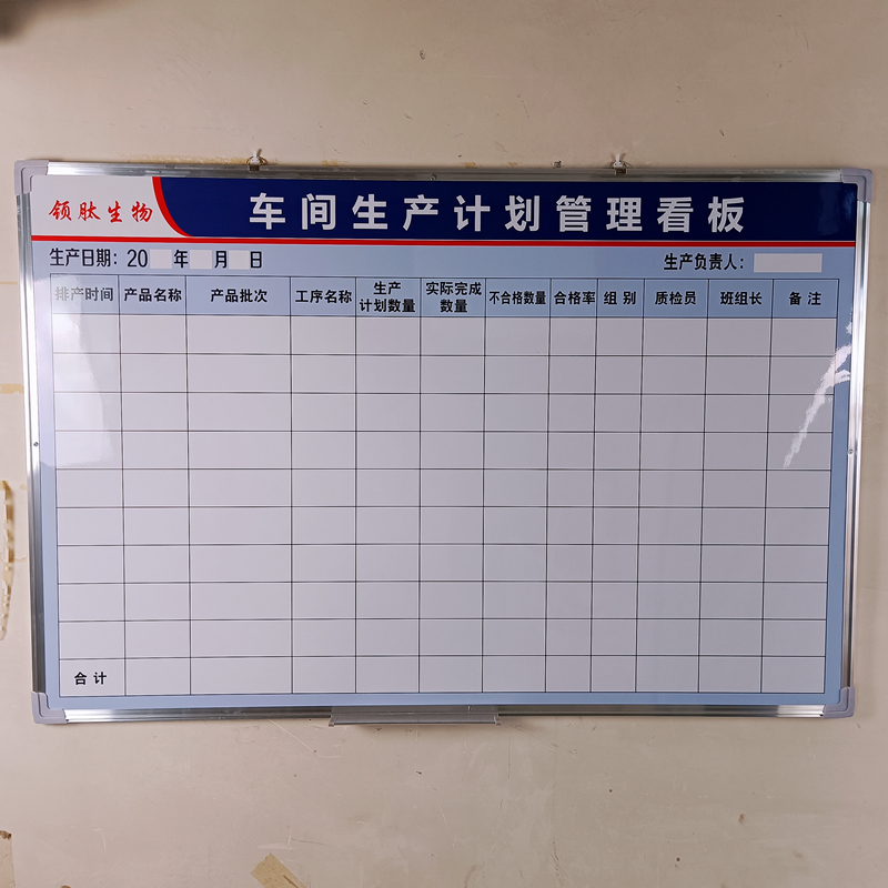白板展板内容铝合金边框写字板磁板工厂车间生产管理任务计划看板