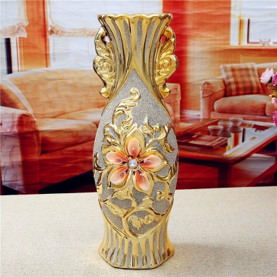 欧式花瓶摆件陶瓷工艺品 金色结婚礼物 客厅装饰开业摆件软装家居