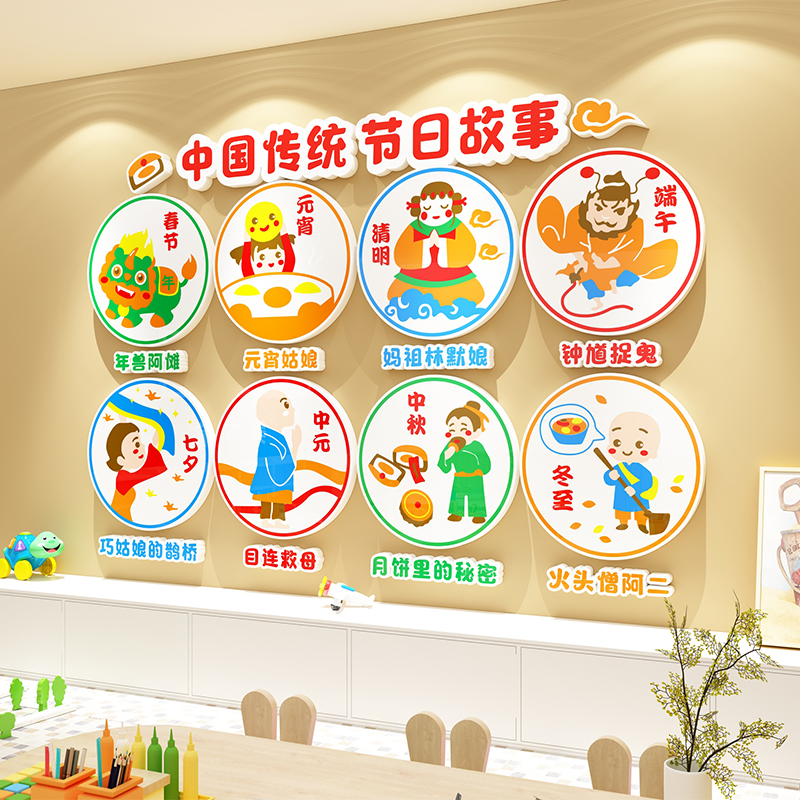 中国传统节日高端幼儿园墙面贴文化装饰环创主题材料开学布置成品