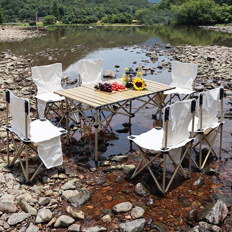 热卖户外折叠桌铝合金蛋卷桌子露营野餐桌椅自驾游便携式野营装备