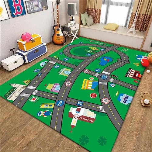推荐2023新款儿童地毯爬行垫城市地图交通游戏地毯地垫客厅卧室卡