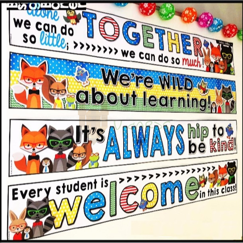 新Classroom大标题 banner英语教室背景墙装饰幼儿园教师教具横幅