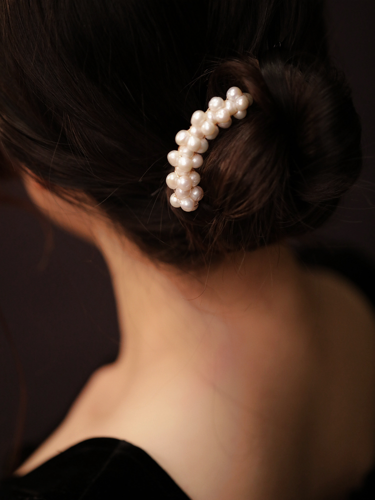 珍珠发簪新中式簪子女古风盘发气质发钗发梳半丸子头发饰发卡