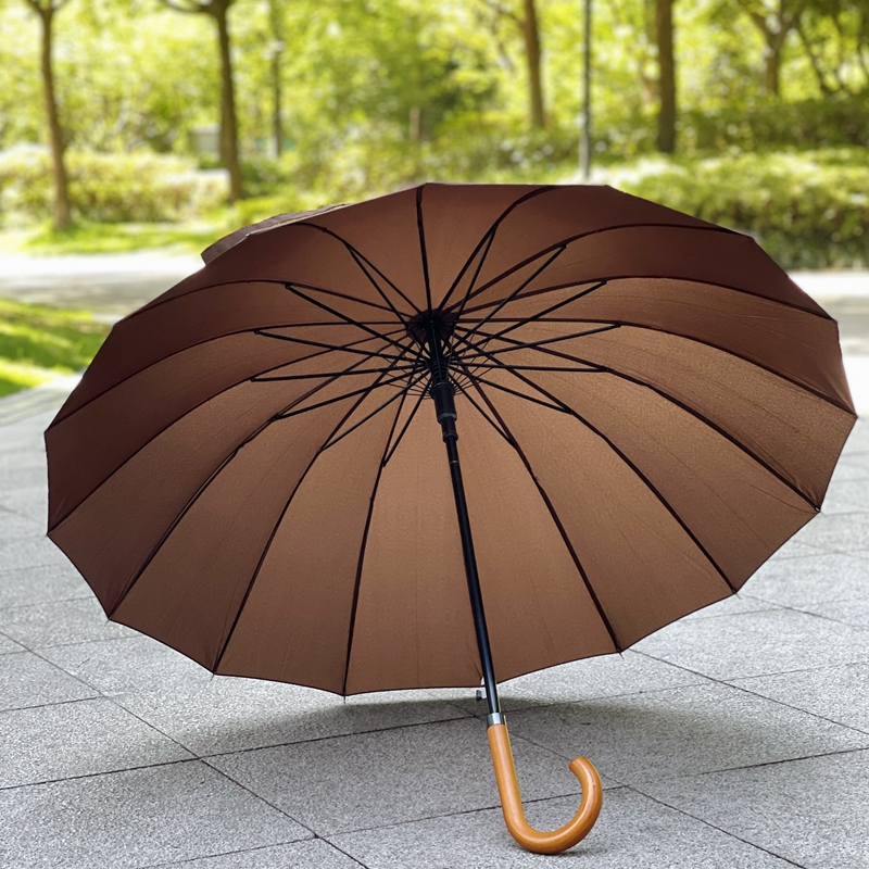 纯色抗风男女通用优质16骨长柄伞自动晴雨伞商务伞定制广告礼品伞