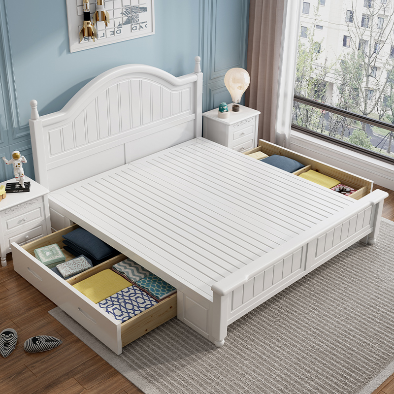 推荐新款美式儿童床男孩女孩单双人床1.5米全实木床青少年卧室 1.
