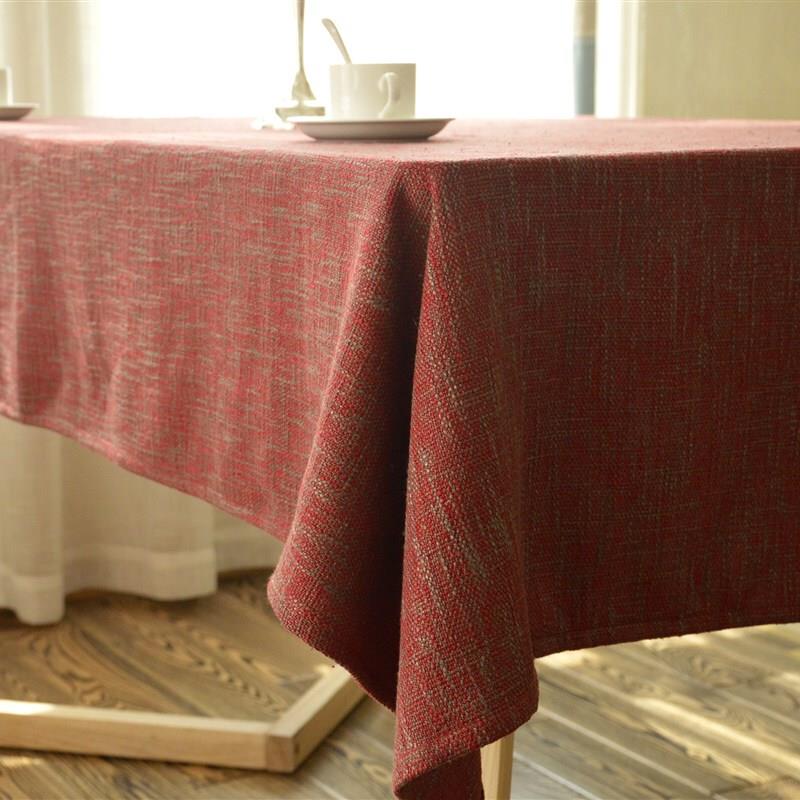 红色喜庆粗麻桌布 中国风长方形家用过年春节台布餐布艺复古
