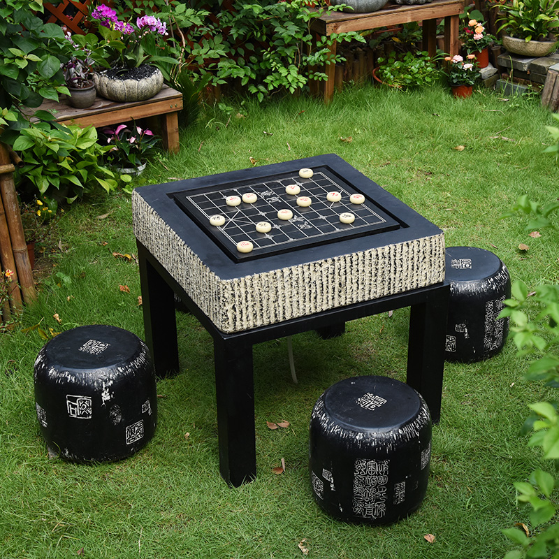 庭院仿石头石桌石凳室外棋牌桌户外公园中国象棋桌子石墩桌椅一套