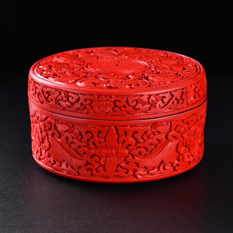 圣诞节中国风扬州漆器脱胎剔红雕漆小首饰糖果盒摆件礼物实用礼品