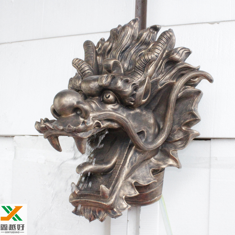 中式动物金龙头墙壁挂件现代创意酒店会所餐厅景观玻璃钢喷水雕塑