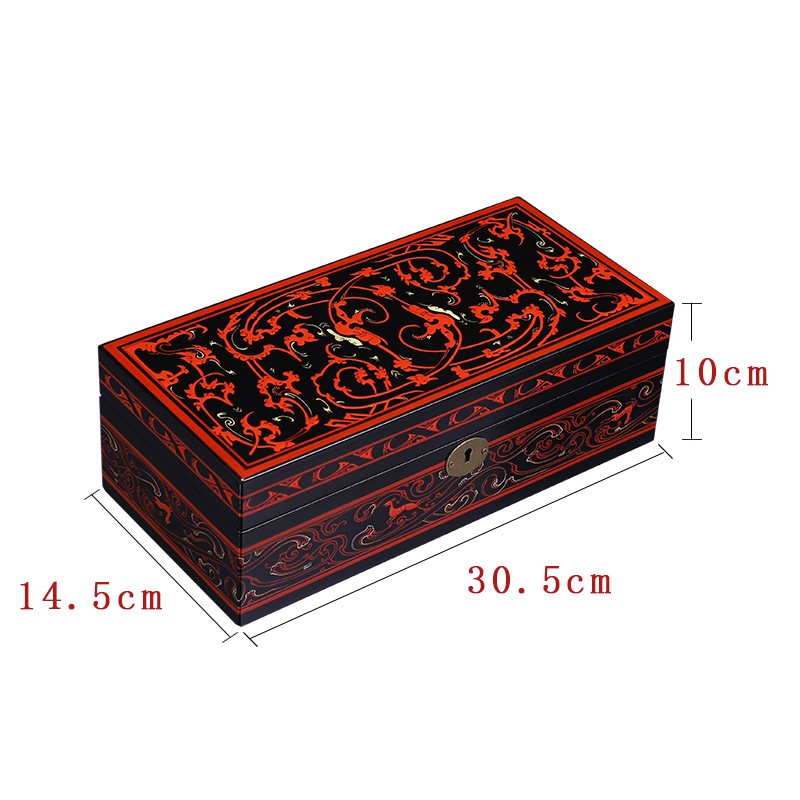 新复古风汉纹漆器首饰盒古典木质荆楚中国风礼品盒高端礼盒包装定