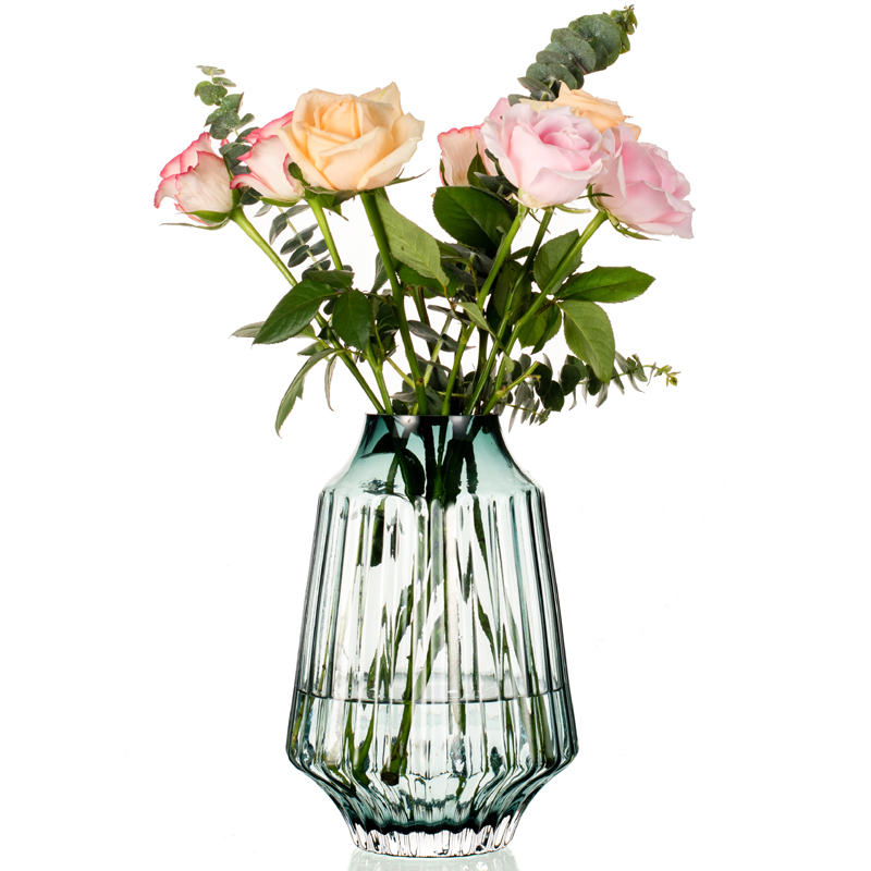 十二年老店藏青火箭 彩色玻璃花瓶 北欧风水培居家欧式艺术软装