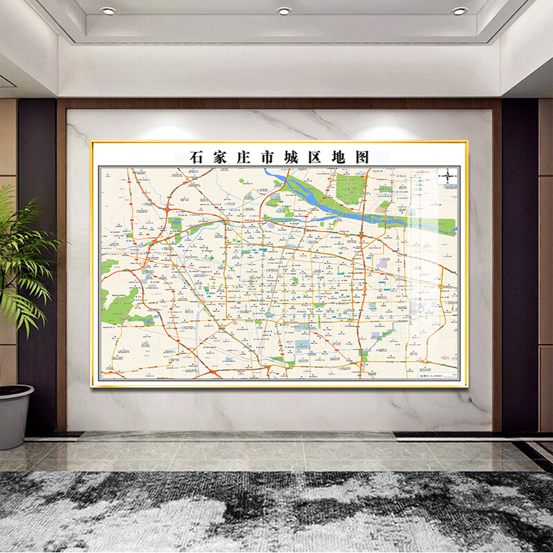 2022年新版中国地图挂图带框装裱办公室装饰挂画世界地图高清定制