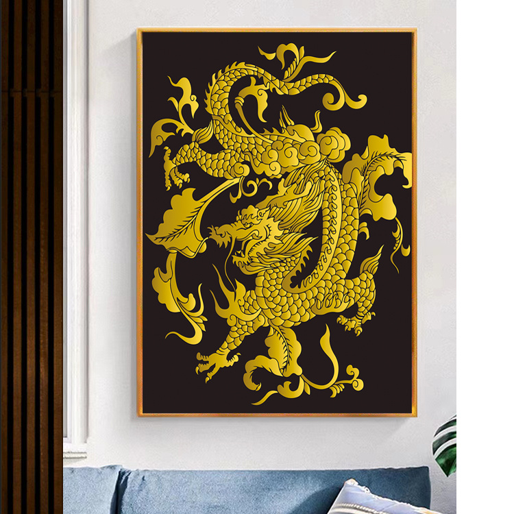龙的装饰画中国风双龙戏珠帝王龙图腾龙图案传统 玄关中国龙挂画