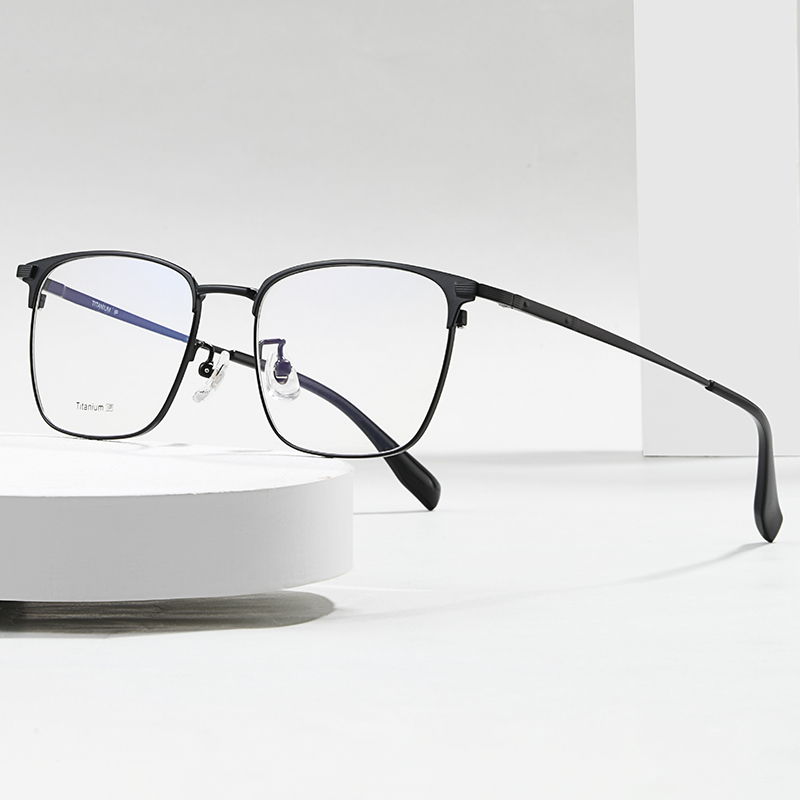 领际防蓝光电脑近视眼镜男款平光超轻纯钛全框眼镜架变色镜片