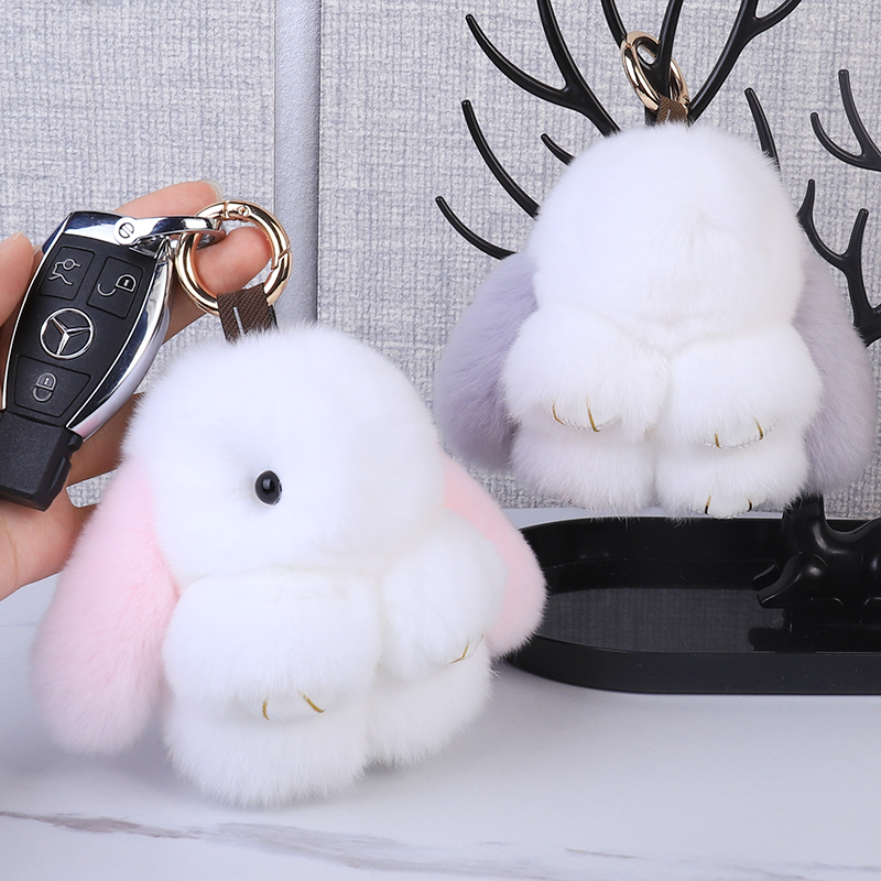 装死兔獭兔毛正版小兔子汽车钥匙扣背包包手机挂件礼物品情侣ins