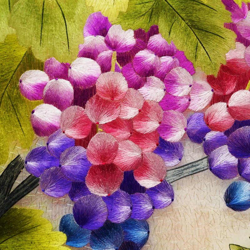 极速新中式风格紫色花鸟纯手工苏州精品刺绣画客厅沙发背景墙餐厅