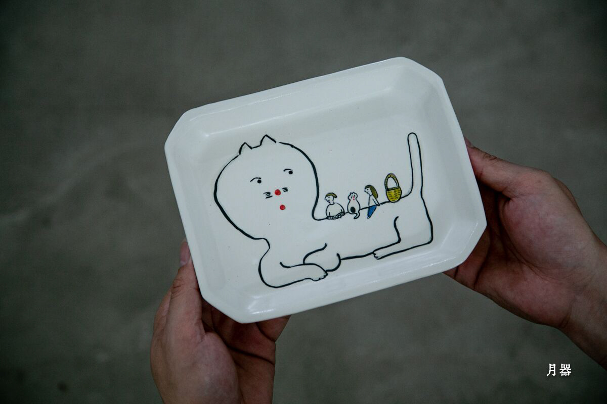 【月器】日本陶艺作家 室井夏实 童趣粗陶餐盘 甜品盘 八角盘 盘