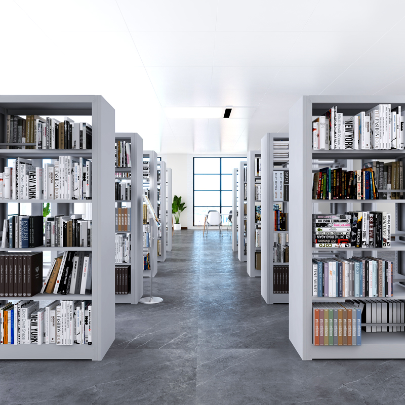 楷林图书馆学校阅览室钢制单双面书店书吧家用书房书架层高可调