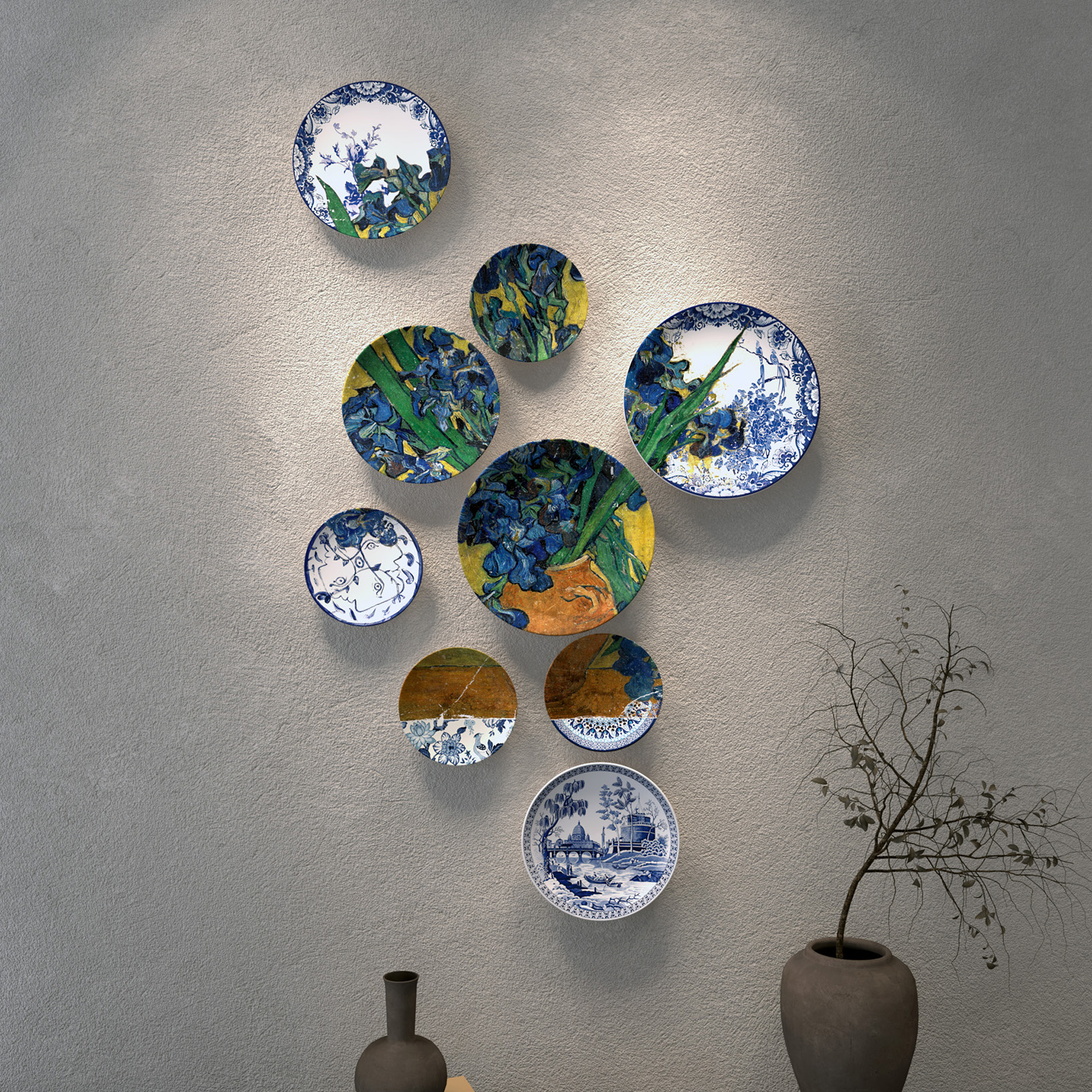 新潮陶瓷装饰挂画盘定制组合形式现代艺术画墙壁装饰盘