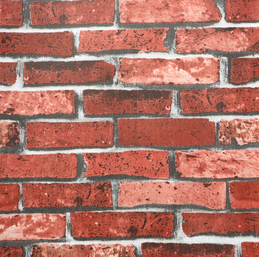 地中海南欧风彩色砖头墙纸 美式复古红砖壁纸 LOFT砖红色砖头墙纸