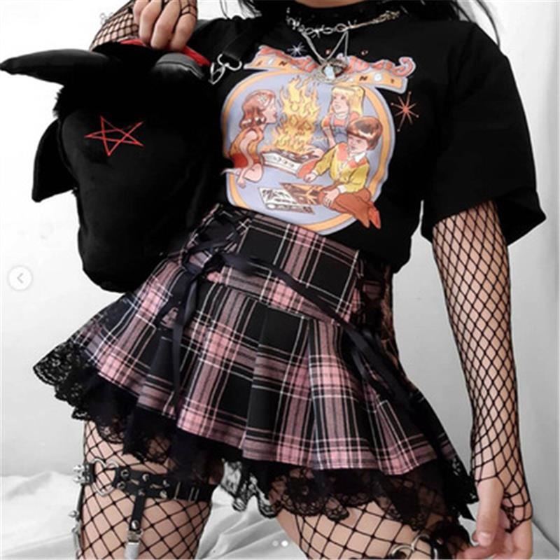 Mall Gothic Grunge Summer Mini Skirt Women Punk Y2K Vintage