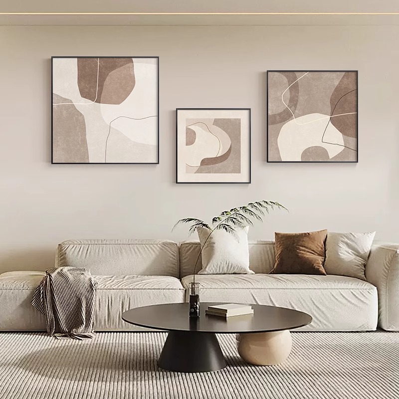 现代简约客厅装饰画侘寂风沙发背景墙挂画艺术抽象画新款餐厅壁画