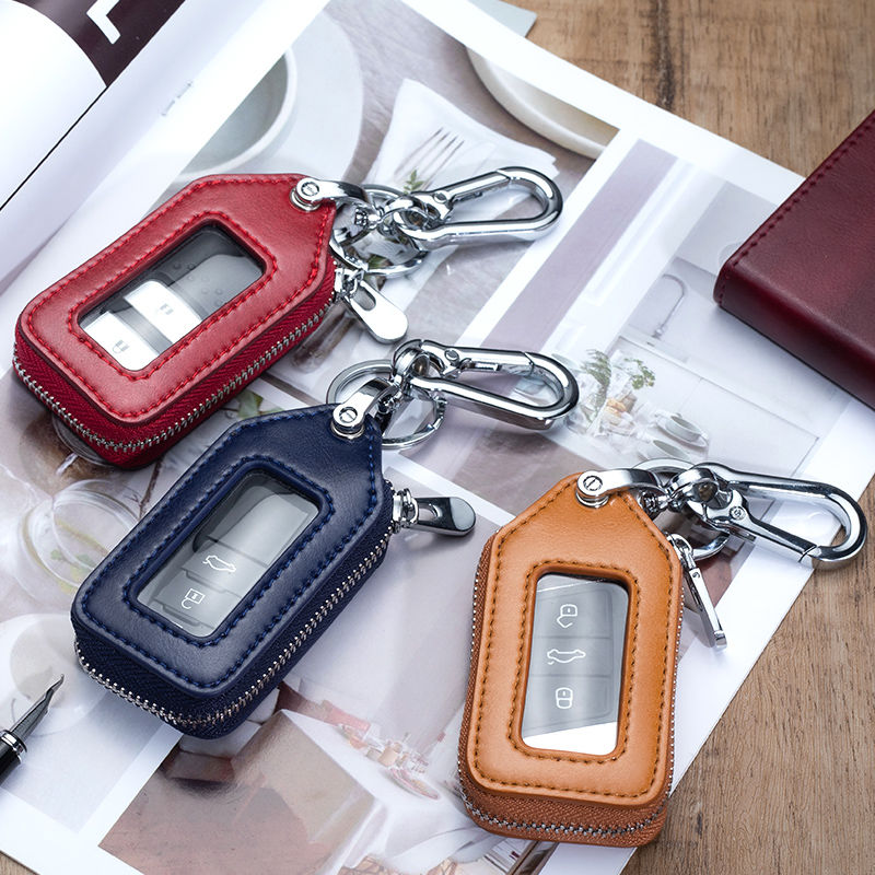 高档透明窗男女士汽车钥匙包通用遥控挂件钥匙皮套简约保护套拉链