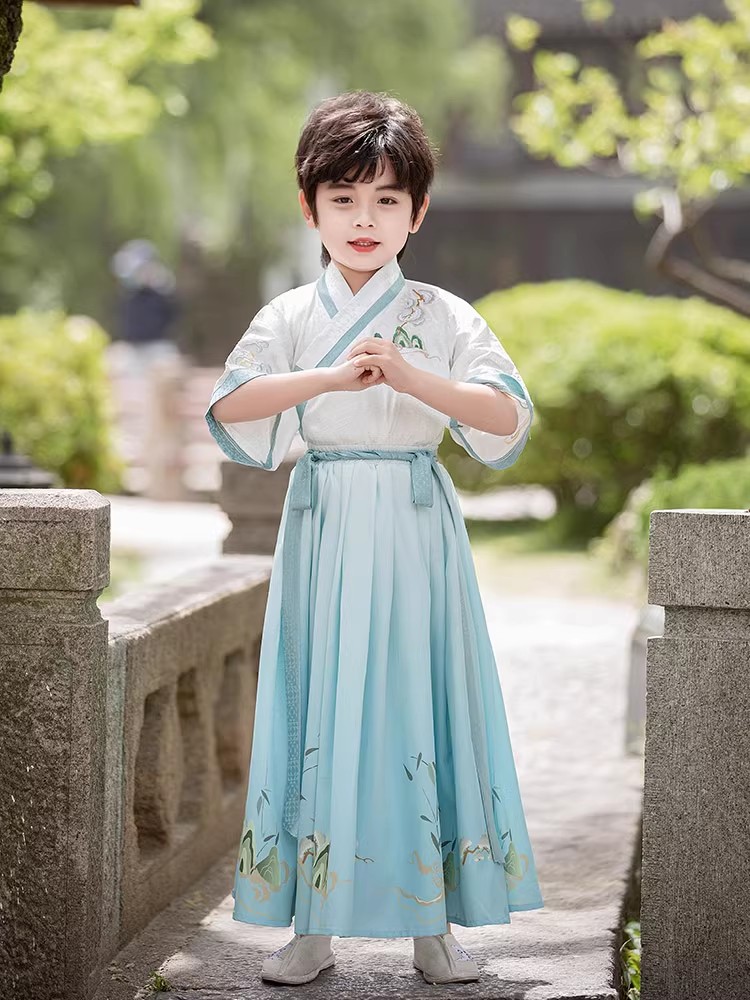 新男童汉服夏季中国风高级古装幼儿园男孩古风明制马面裙儿童演出