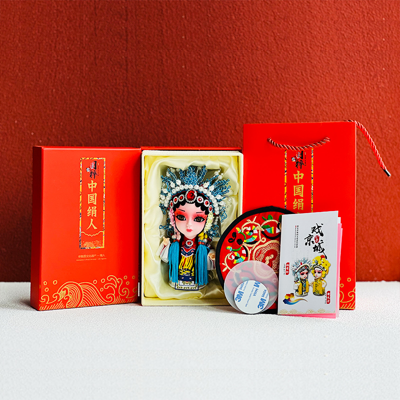 中国特色国风摆件大头娃娃京剧人物戏曲绢人家居装饰外宾儿童礼物
