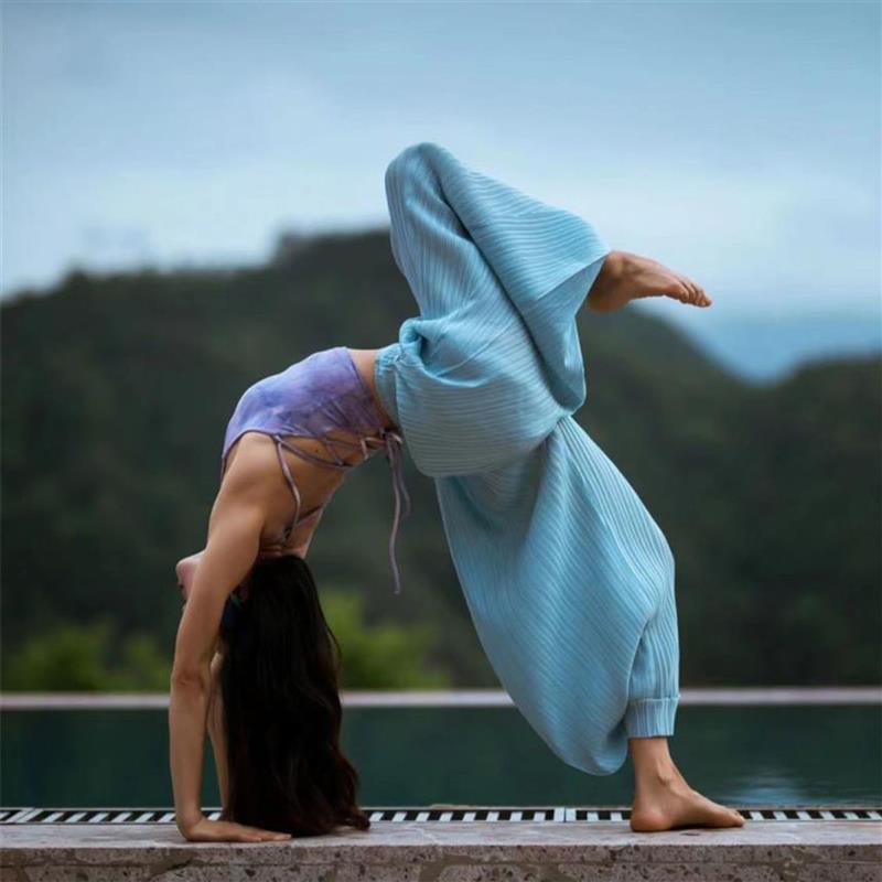 印度瑜伽裤宽松速干纯色健身女高腰显瘦舞蹈裤广场舞运动休闲裤