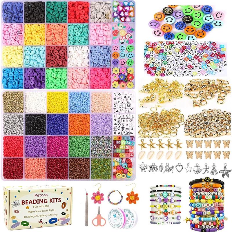 Clay Beads Set Diy Bracelet Necklce Making Bead Letter Kits