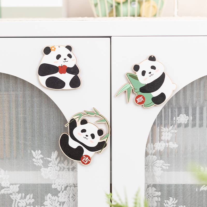 阿楹 2023新款成都网红熊猫冰箱贴高级感中国风装饰可爱木质磁贴