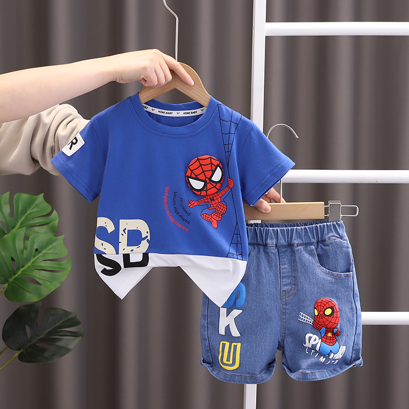 蜘蛛侠童装男童夏装套装运动宝宝夏季小男孩衣服儿童短袖两件套潮