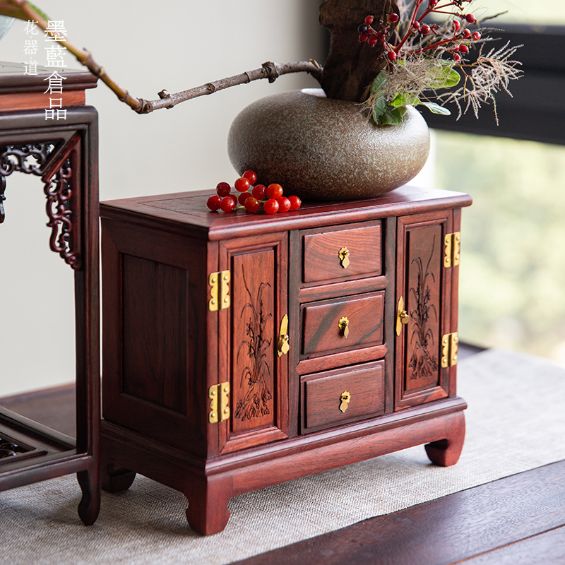 家具古典摆件中式复古酸枝木书架室内红实木摆件装饰中国风迷你