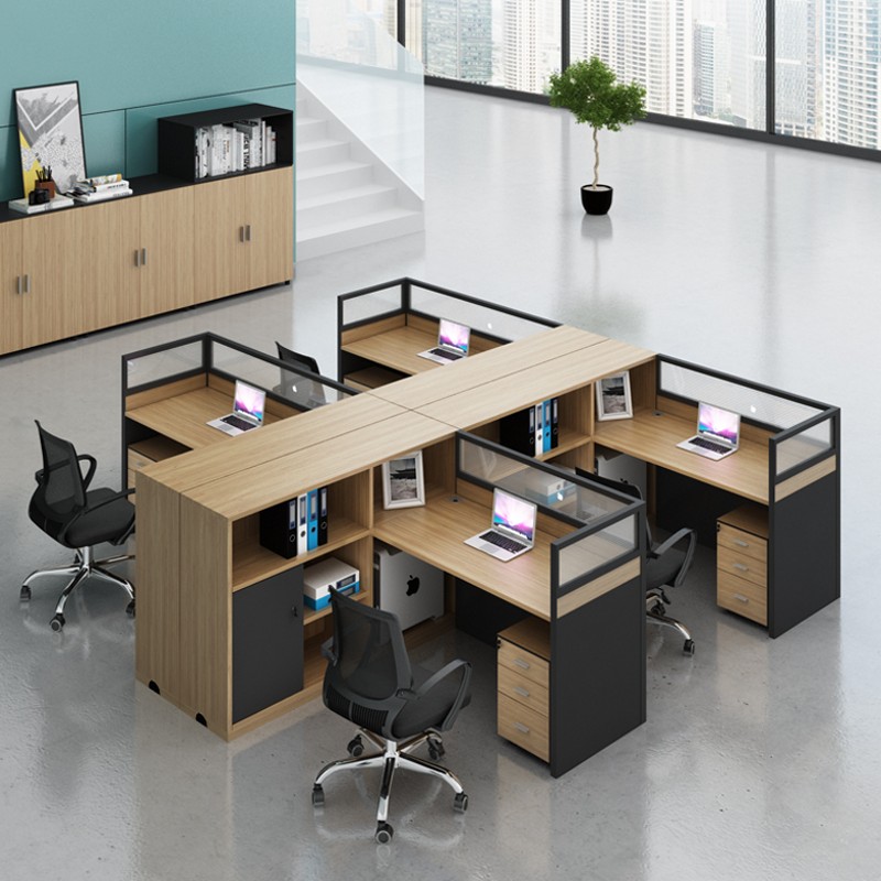 办公室职员屏风办公桌椅组合四人位简约现代财务员工电脑办公桌子