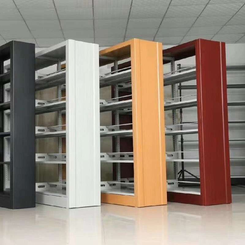 钢制书架学校图书馆书柜单双面落地多层资料档案架书店凭证展示架