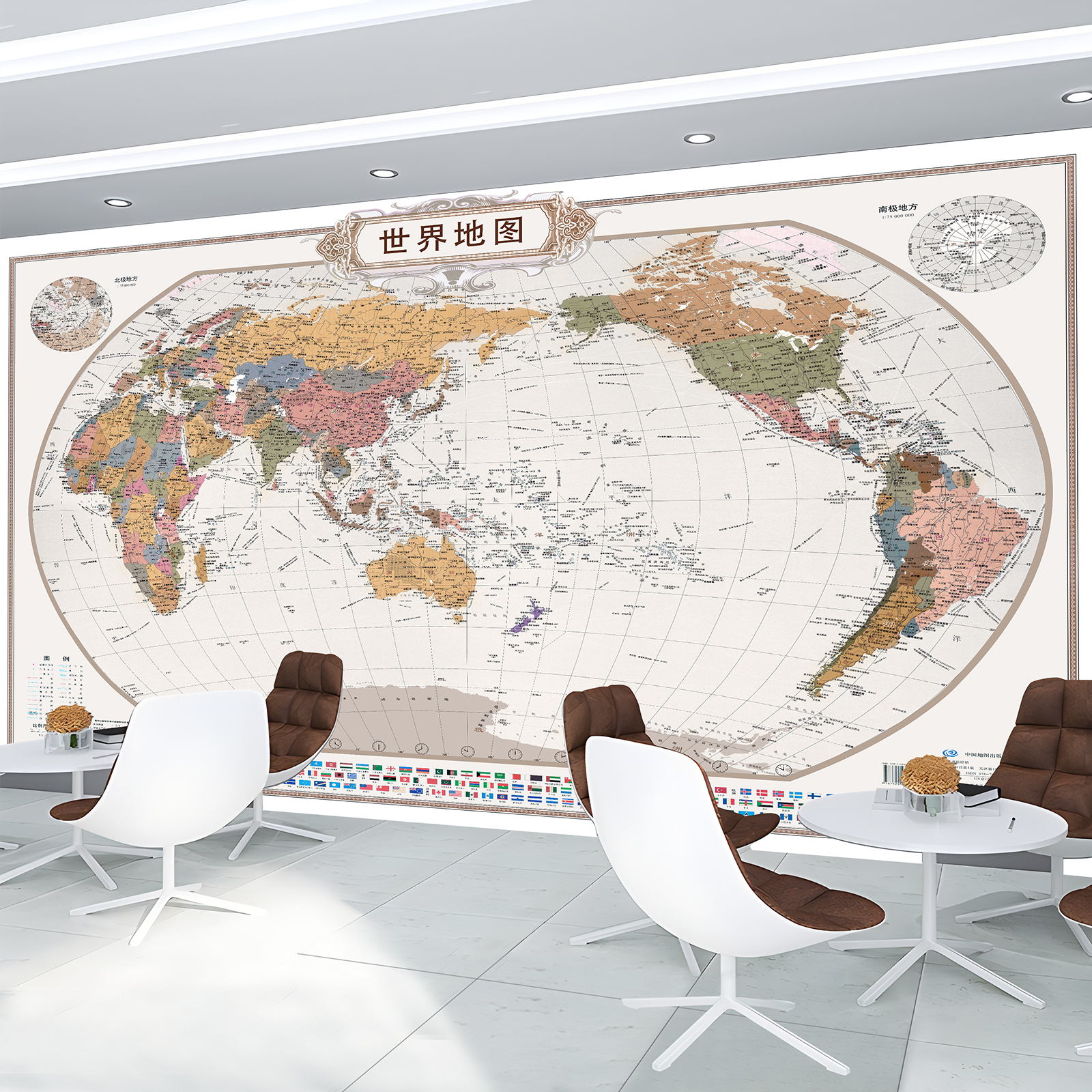 新版中国标准地图画布各省份市县区域大尺寸画芯世界地图装饰定制